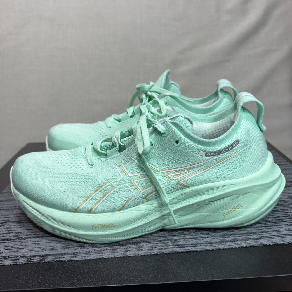 ASICS GEL-Nimbus 26 Running Shoes - Womens Size 10 - Mint Green 1012B601